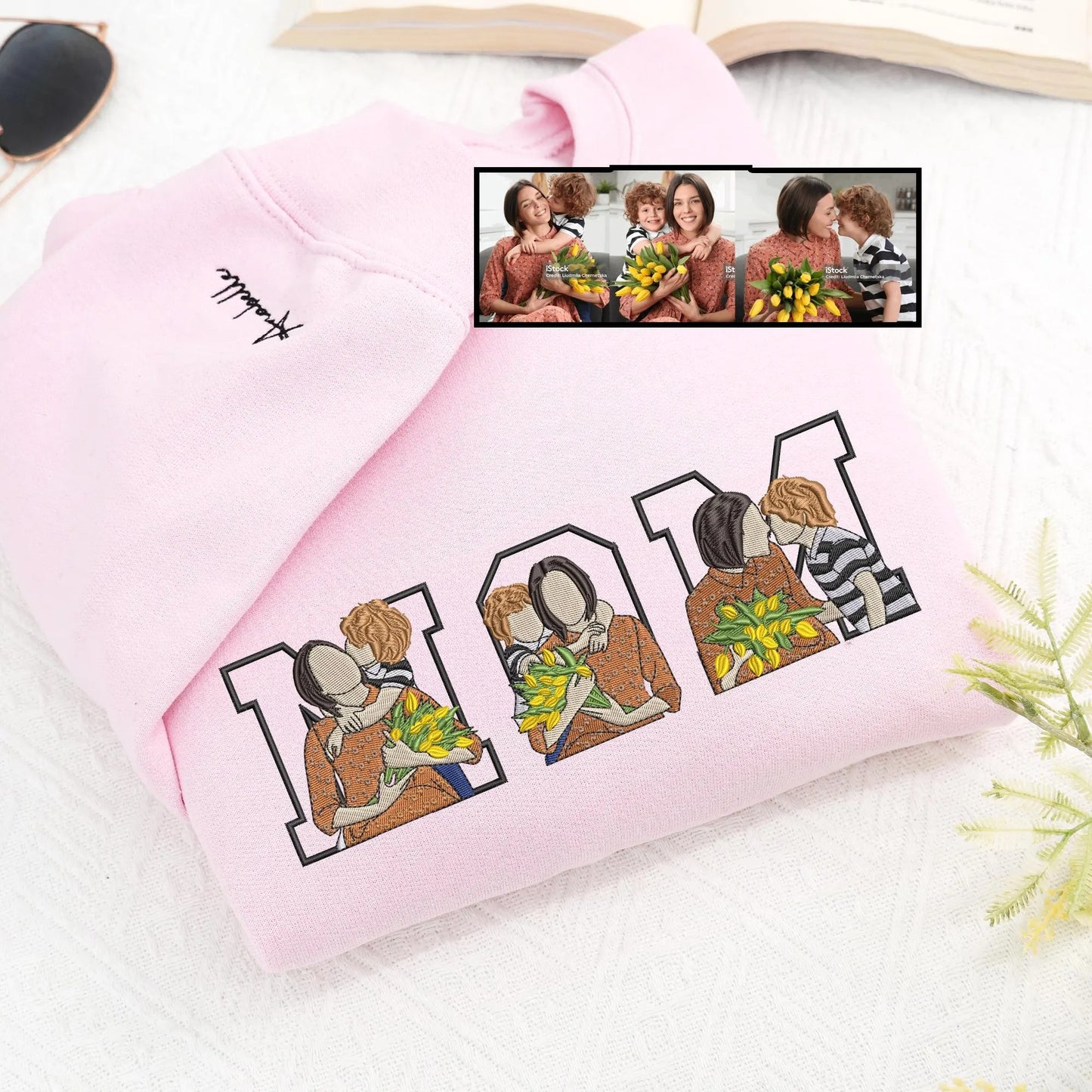 Mom's Custom Photo Embroidery Hoodie – Best Mother's Day Gift Ever, Personalized with Love
