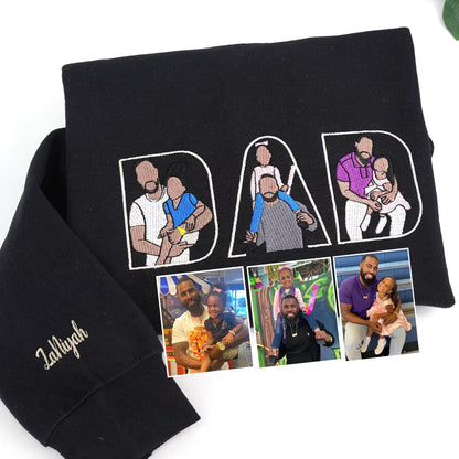Personalized Father's Day Crewneck | Custom Face Embroidery, Unique Gift for Grandpa Too