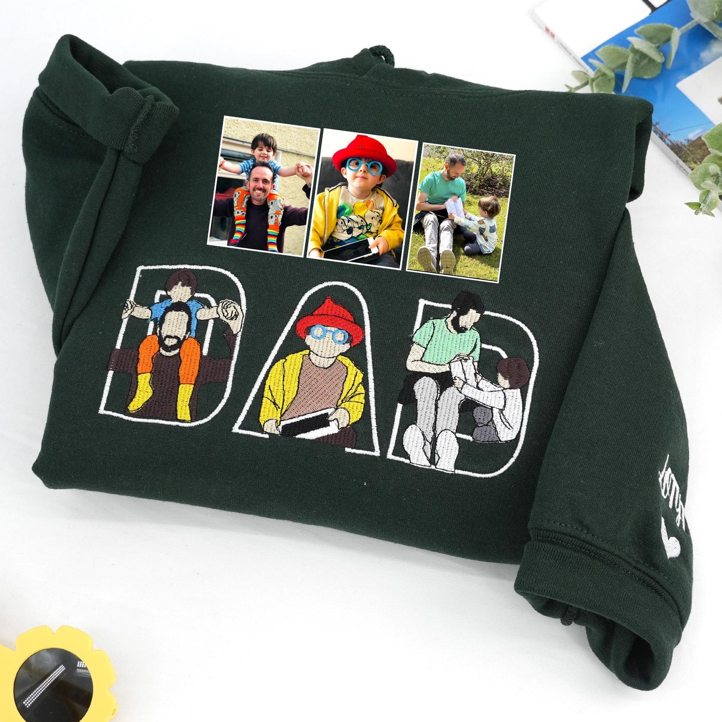 Personalized Father's Day Crewneck | Custom Face Embroidery, Unique Gift for Grandpa Too