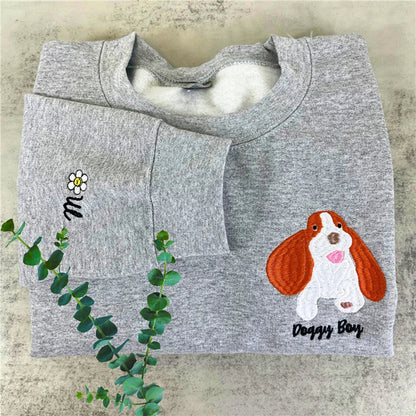 Custom Pet Embroidered Gifts For Pet Lover Custom Pet Face and Pet name Sweatshirt