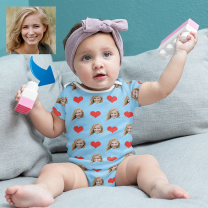 Custom Photo Baby Bodysuit Heart My Loved One's Face