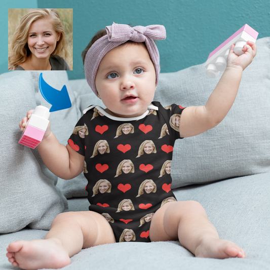 Custom Photo Baby Bodysuit Heart My Loved One's Face