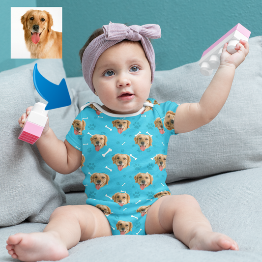 Custom Photo Baby Bodysuit Dog Footprint Gift For Dog Lovers