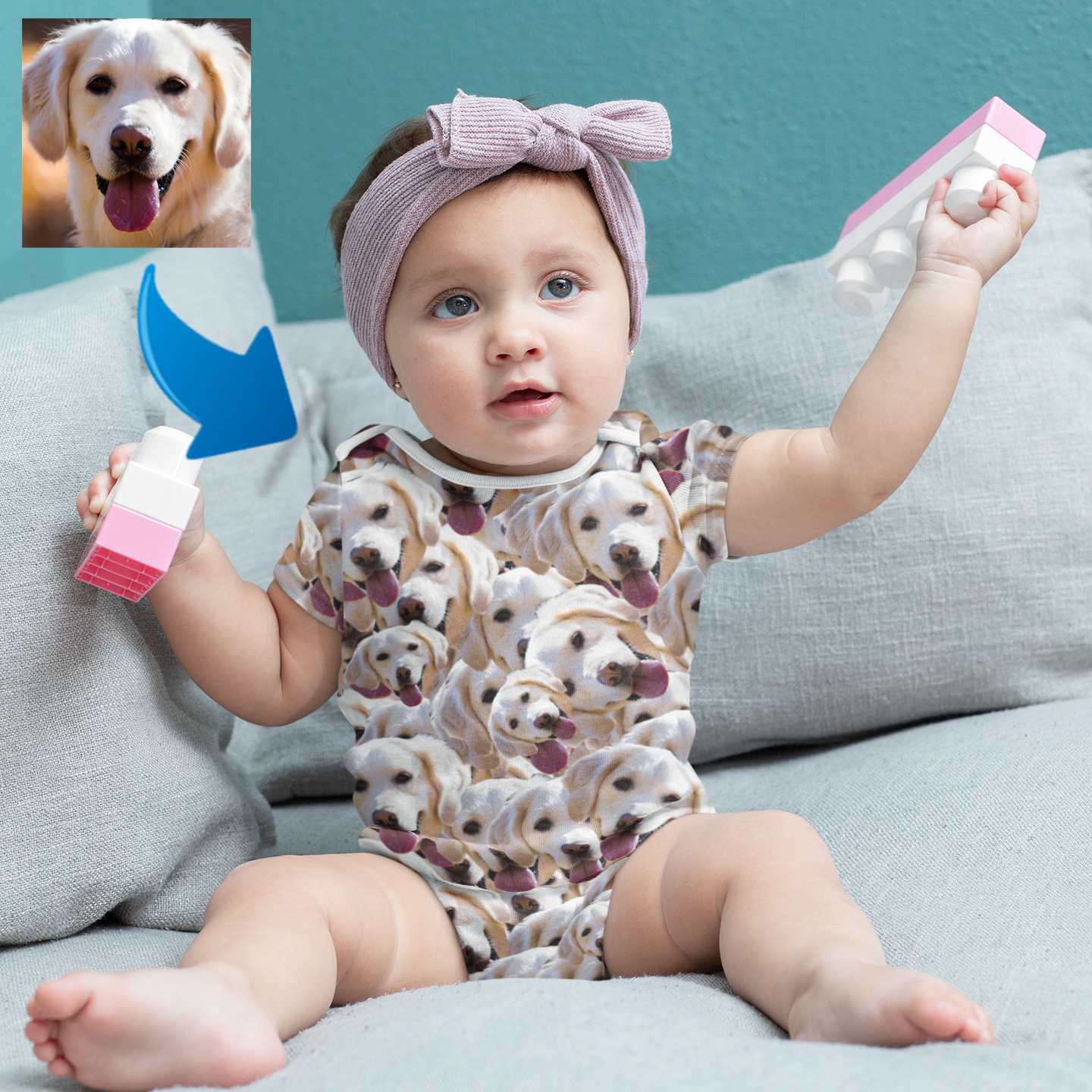 Custom Photo Baby Bodysuit Funny Mash Dog Face Gift For Dog Lovers