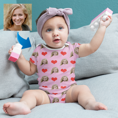 Custom Photo Baby Bodysuit Heart My Loved One's Face