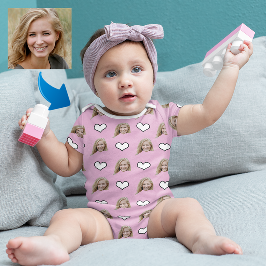 Custom Photo Baby Bodysuit Lovely Heart Mother's Day Gift