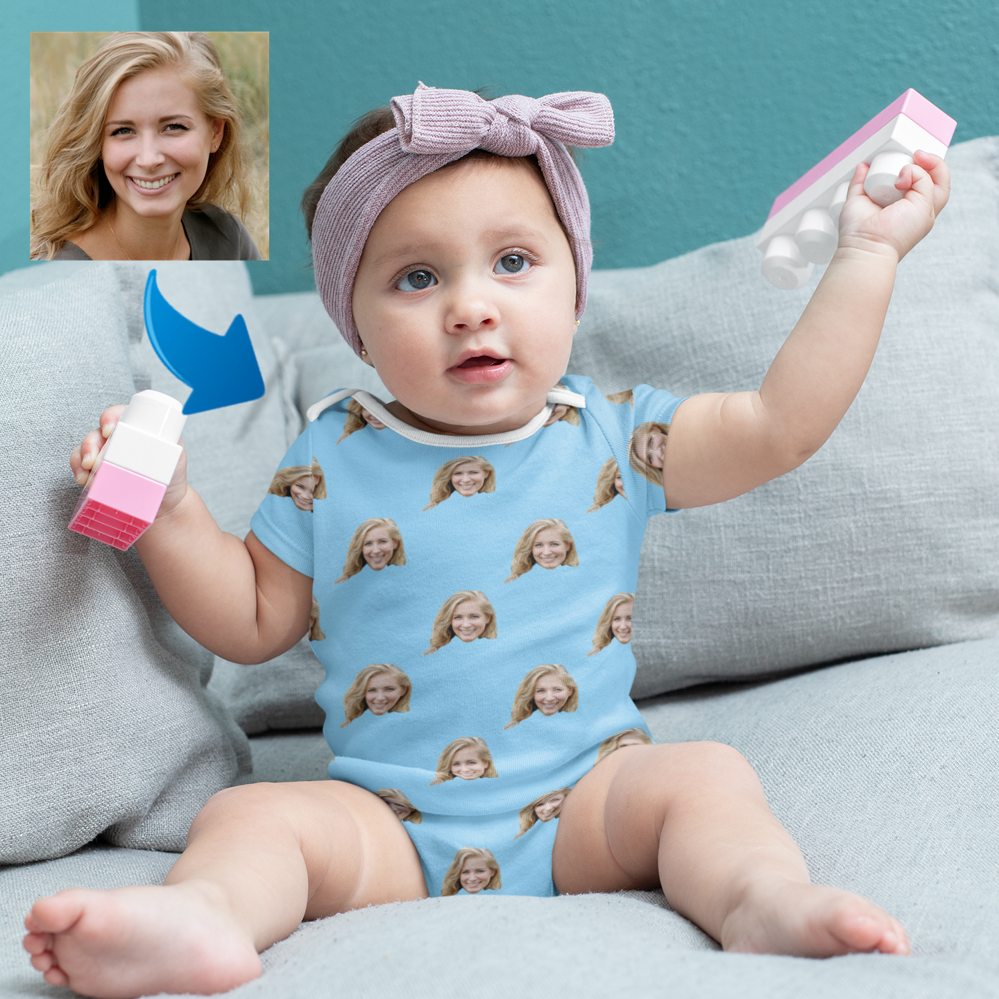 Custom Photo Baby Bodysuit My Loved One's Face Mother's Day Gifts