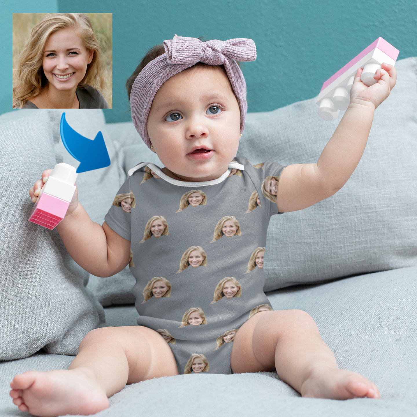 Custom Photo Baby Bodysuit My Loved One's Face Mother's Day Gifts