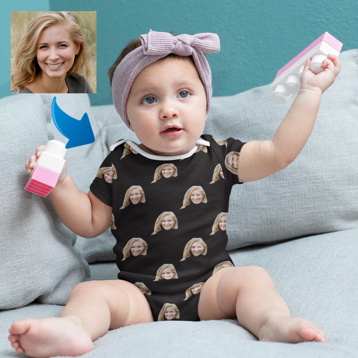Custom Photo Baby Bodysuit My Loved One's Face Mother's Day Gifts