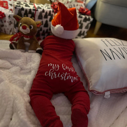 Baby's First Christmas Keepsake Romper - Personalized Soft Long Sleeve Bodysuit